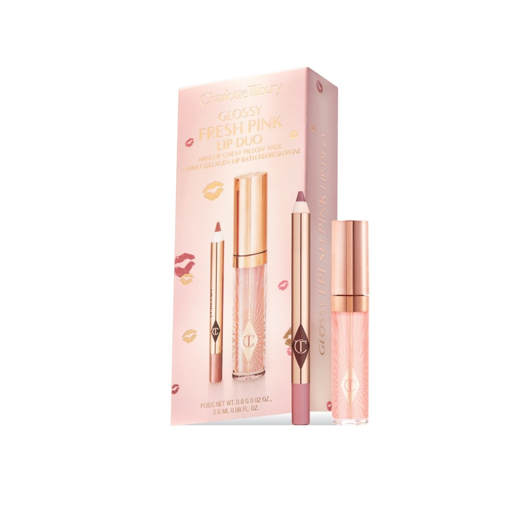 Charlotte Tilbury Glossy Fresh Pink Lip Kit Duo Pillow Talk Refresh Rose New NIB